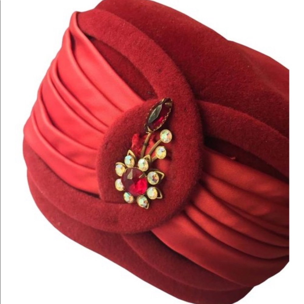 Vintage Davidson Millinery Red Glam Pillbox Hat